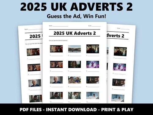 2025 UK Adverts 2 picture quiz sheet preview