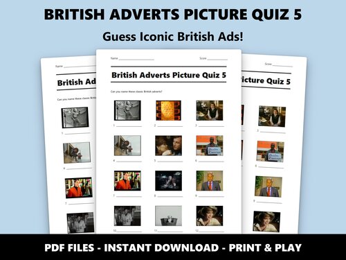 British Adverts Picture Quiz 5 sheet preview