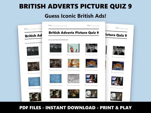 British Adverts Picture Quiz 9 sheet preview