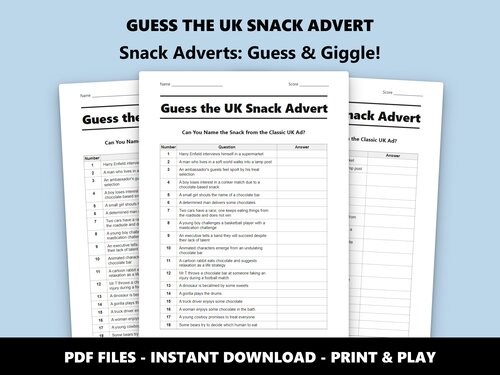 Guess the UK Snack Advert quiz preview
