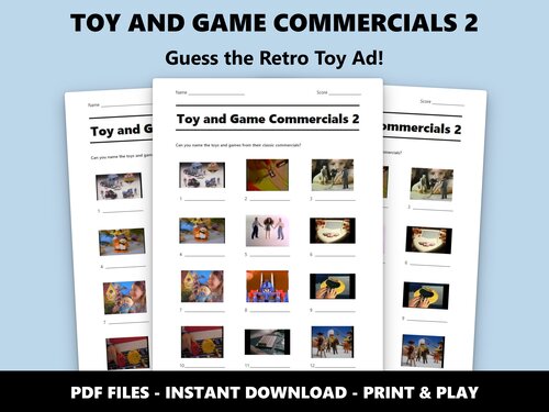 Toy and Game Commercials 2 picture quiz sheet preview