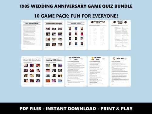 1985 Wedding Anniversary Game Quiz Bundle