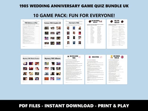 1985 Wedding Anniversary Game Quiz Bundle UK