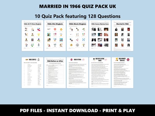 Married in 1966 Quiz Pack UK – 60th anniversary quiz bundle