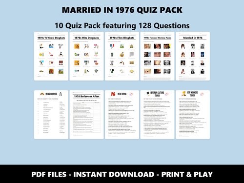 Married in 1976 Quiz Pack – 50th golden anniversary quiz bundle
