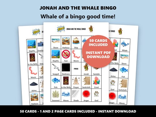 Jonah and the Whale Bingo Bible story bingo game