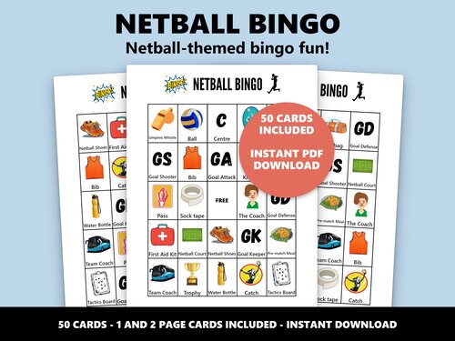 Netball Bingo netball themed bingo game