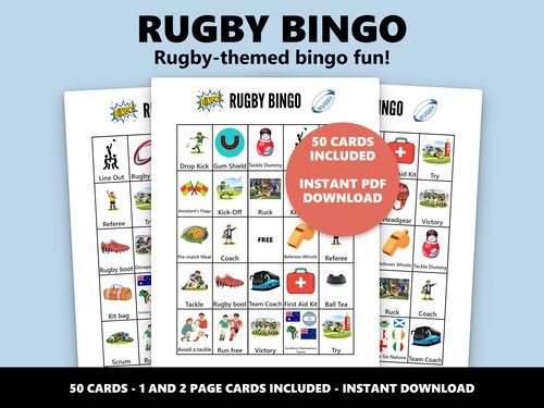 Rugby Bingo rugby union themed bingo game