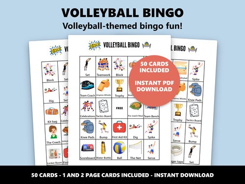 Volleyball Bingo volleyball themed bingo game