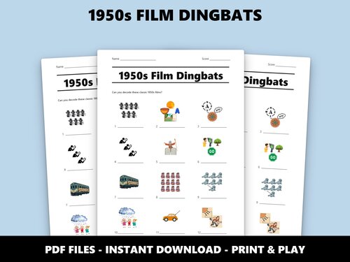 1950s Film Dingbats picture quiz – 70th birthday movie game
