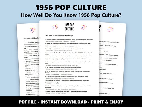 1956 Pop Culture multiple choice quiz – 70th birthday film and music