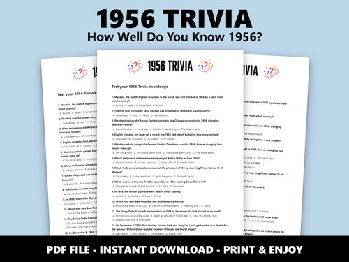 1956 Trivia multiple choice quiz – 70th birthday