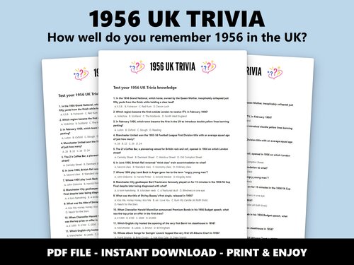 1956 UK Trivia multiple choice quiz – 70th birthday British history