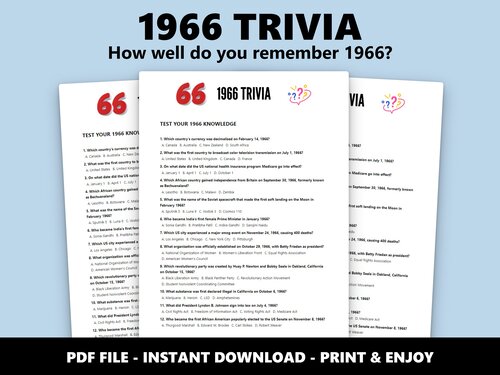1966 Trivia multiple choice quiz – 60th birthday