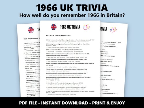 1966 UK Trivia multiple choice quiz – 60th birthday British history