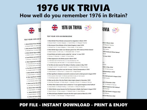 1976 UK Trivia multiple choice quiz – 50th birthday British history