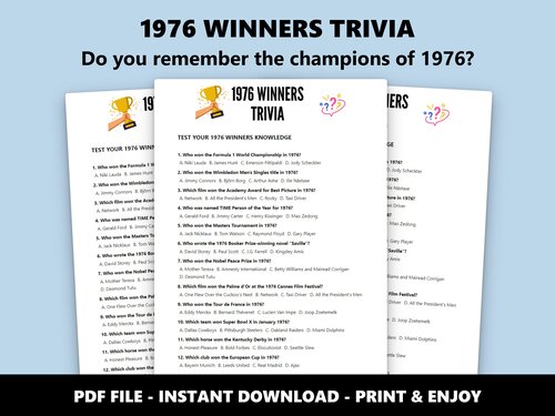 1976 Winners Trivia multiple choice quiz – 50th birthday champions