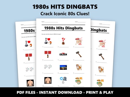 1980s Hits Dingbats picture quiz – 40th birthday music game