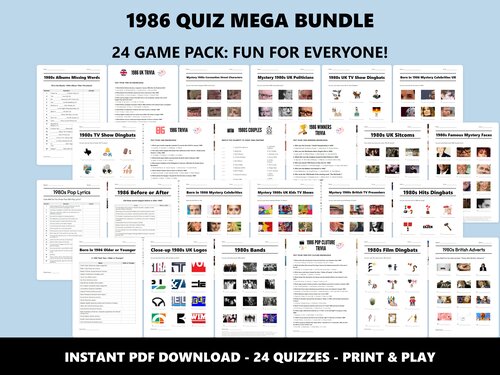 1986 Quiz Mega Bundle – 24 quizzes for a 40th birthday or anniversary