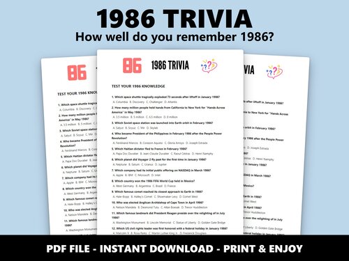 1986 Trivia multiple choice quiz – 40th birthday