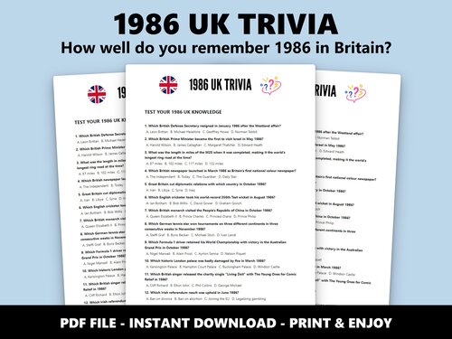 1986 UK Trivia multiple choice quiz – 40th birthday British history