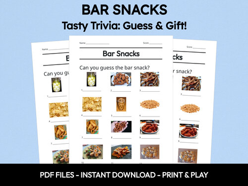Bar Snacks picture quiz sheet preview