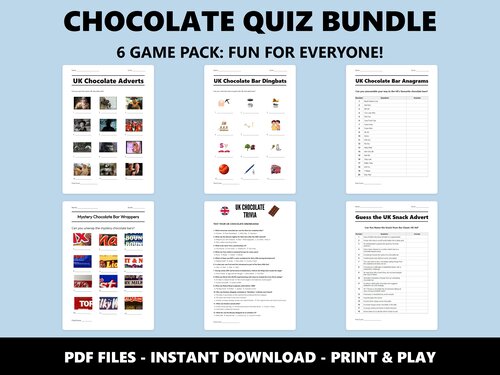 Chocolate Quiz Bundle of six chocolate quizzes preview