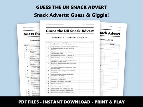 Guess the UK Snack Advert quiz preview