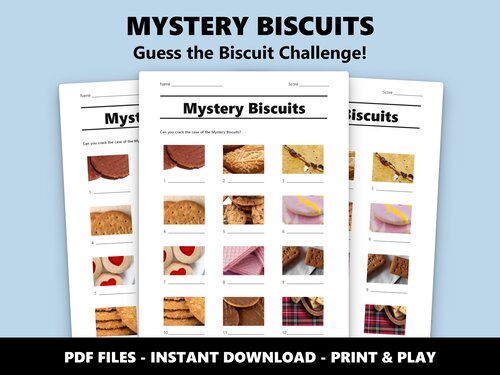 Mystery Biscuits close-up picture quiz sheet preview