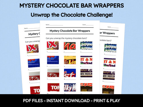 Mystery Chocolate Bar Wrappers quiz sheet preview