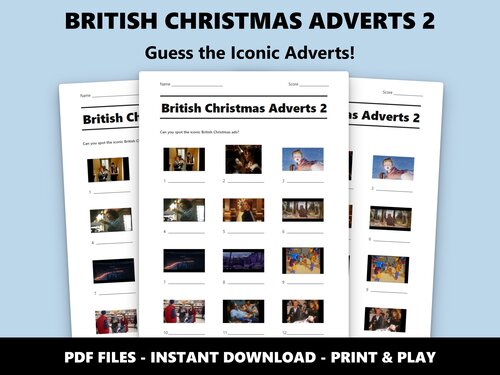 British Christmas Adverts 2 picture quiz sheet preview