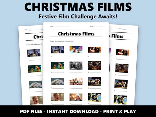 Christmas Films picture quiz sheet preview