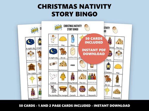 Christmas Nativity Story Bingo game preview