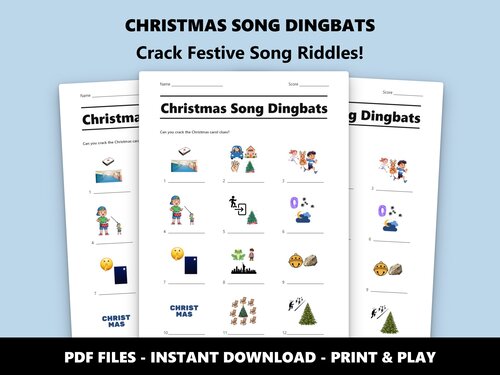 Christmas Song Dingbats quiz sheet preview