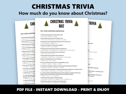 Christmas Trivia multiple choice quiz preview