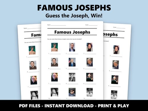 Famous Josephs picture quiz sheet preview