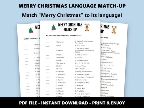 Merry Christmas Language Match-Up quiz preview