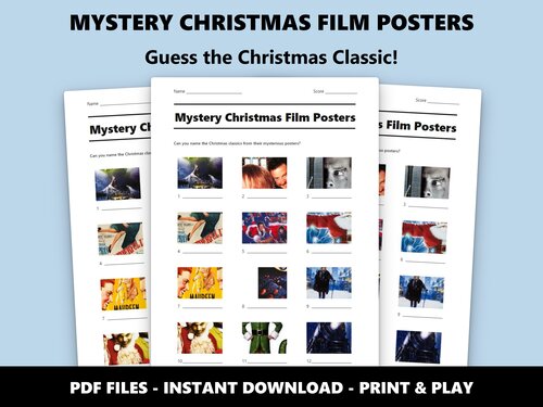 Mystery Christmas Film Posters picture quiz sheet preview