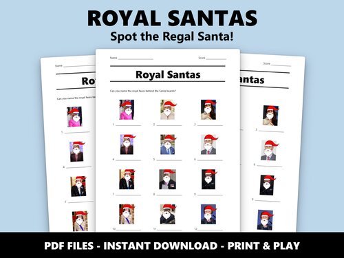 Royal Santas picture quiz sheet preview