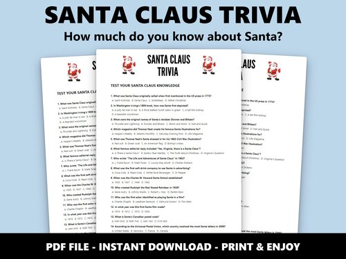 Santa Claus Trivia multiple choice quiz preview