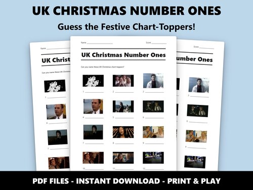 UK Christmas Number Ones picture quiz sheet preview