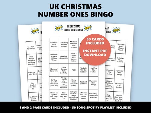 UK Christmas Number Ones Hit Bingo music bingo game preview