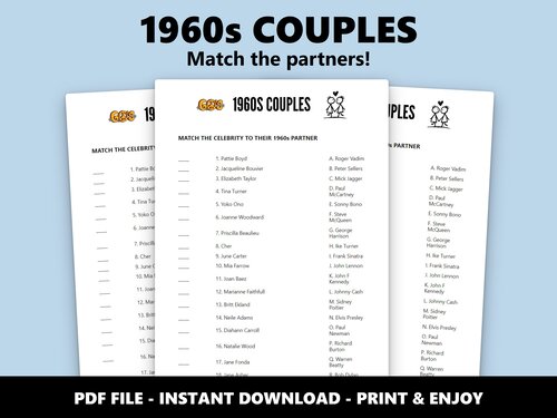 1960s Couples match-up quiz preview