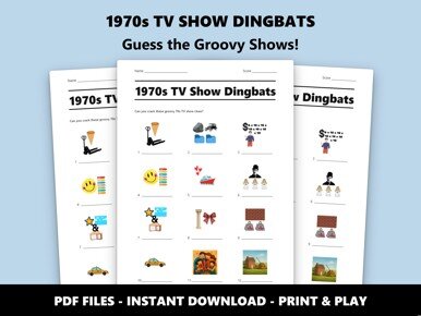 1970s TV Show Dingbats quiz sheet preview