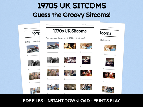1970s UK Sitcoms picture quiz sheet preview