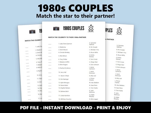 1980s Couples match-up quiz preview