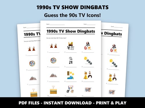 1990s TV Show Dingbats quiz sheet preview