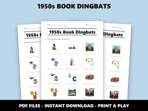 1950s Book Dingbats quiz sheet preview