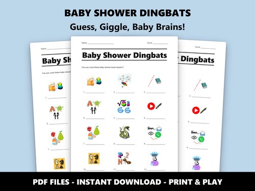 Baby Shower Dingbats quiz sheet preview