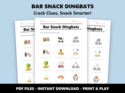 Bar Snack Dingbats quiz sheet preview